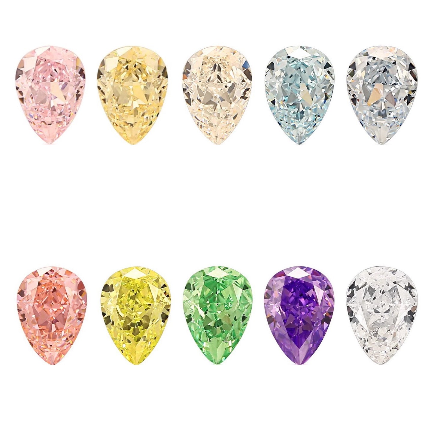 Spot Goods IGI Yellow Diamond Water Drops1Carat18K Pear-Shaped Colorful Lab-Grown Diamond Loose Diamond CVD