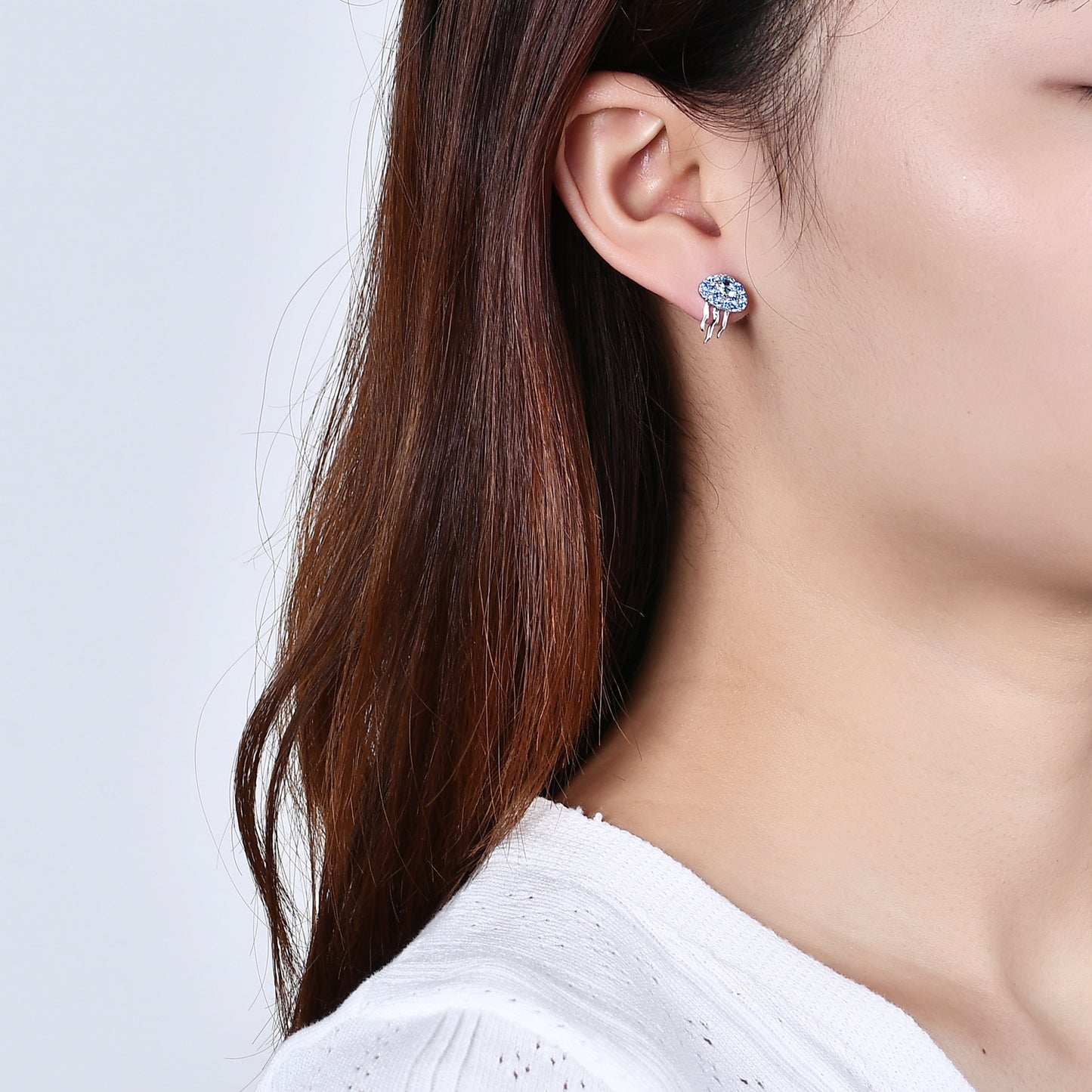 Luxury Designer Jellyfish Shaped Earrings s925Sterling Silver Inlaid Topaz Natural Gemstone Fashion Earrings
