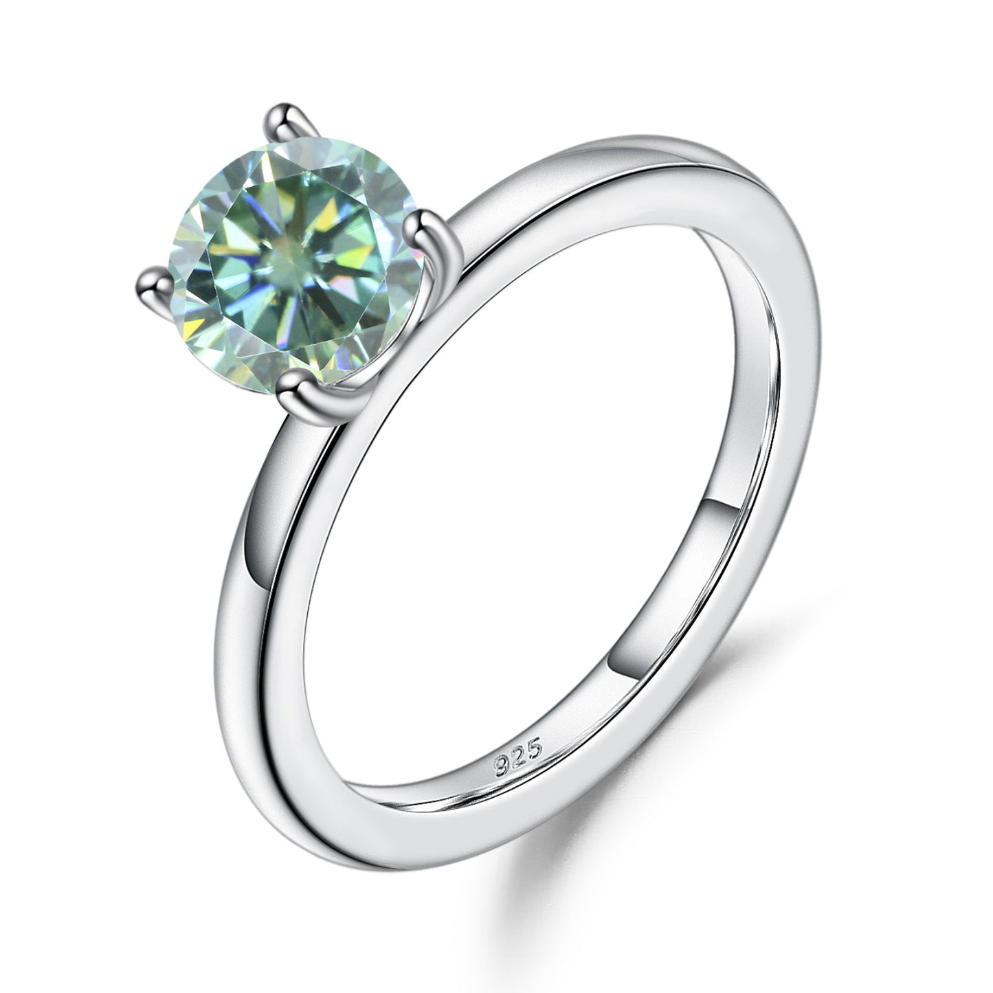 Green Moissanite0.54-Claw Inlaid Ring Set GRA Certificate of Light Luxury s925sterling silver gemstone ring