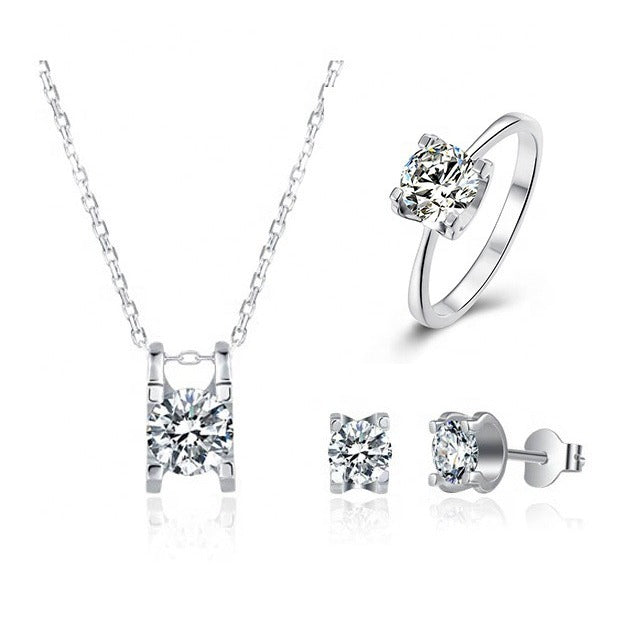 Fashion Bull Head Earrings Necklace Set s925Sterling Silver Inlaid D Color1Carat Moissanite Jewelry Set