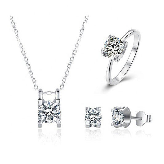 Fashion Bull Head Earrings Necklace Set s925Sterling Silver Inlaid D Color1Carat Moissanite Jewelry Set