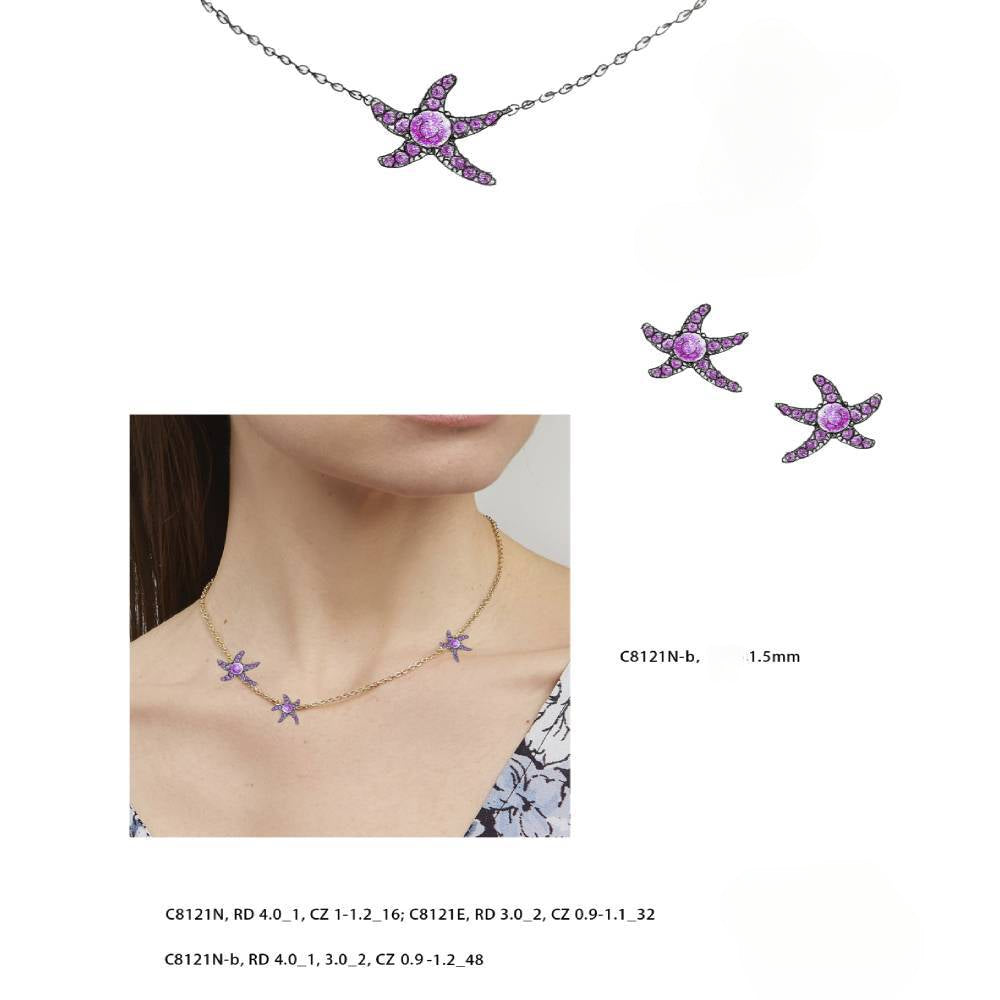 Unique Niche Starfish Necklace Irregular925Sterling Silver Inlaid Natural Amethyst Garnet Necklace Clavicle Chain