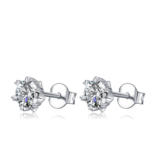 Snowflake Earrings Necklace Set S925Sterling Silver Inlaid with Fire D Color0.5/1Moissanite Gemstone Jewelry Set