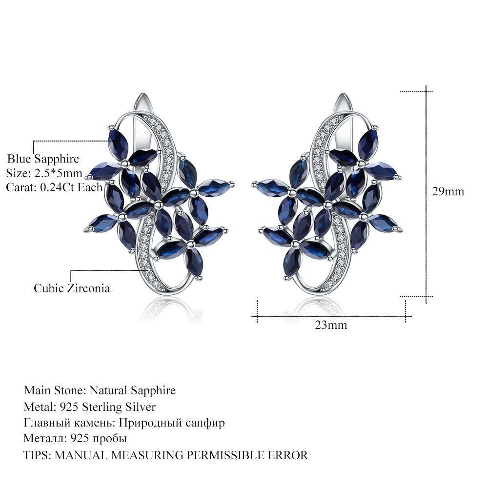 Design-inspired Sapphire Earrings Advanced Sense s925Silver Inlaid Natural Gemstone Earrings