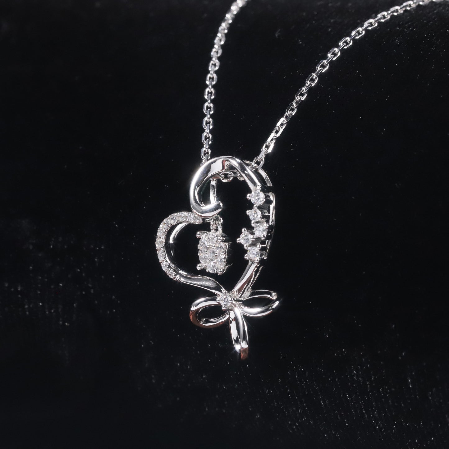 Korean Style Sweet and Luxurious Jewelry Set for Girls9/10/14/18k White Gold Clavicle Chain Cultivated Diamond Necklace