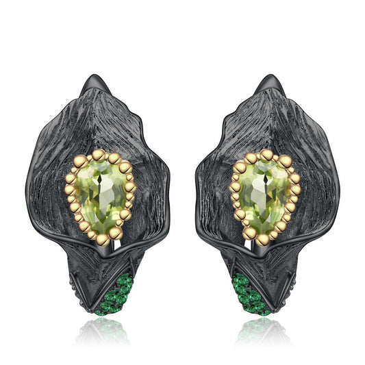 Italian Craft Designer Earrings Elegant Jewelry s925Silver Natural Peridot Stud Earrings