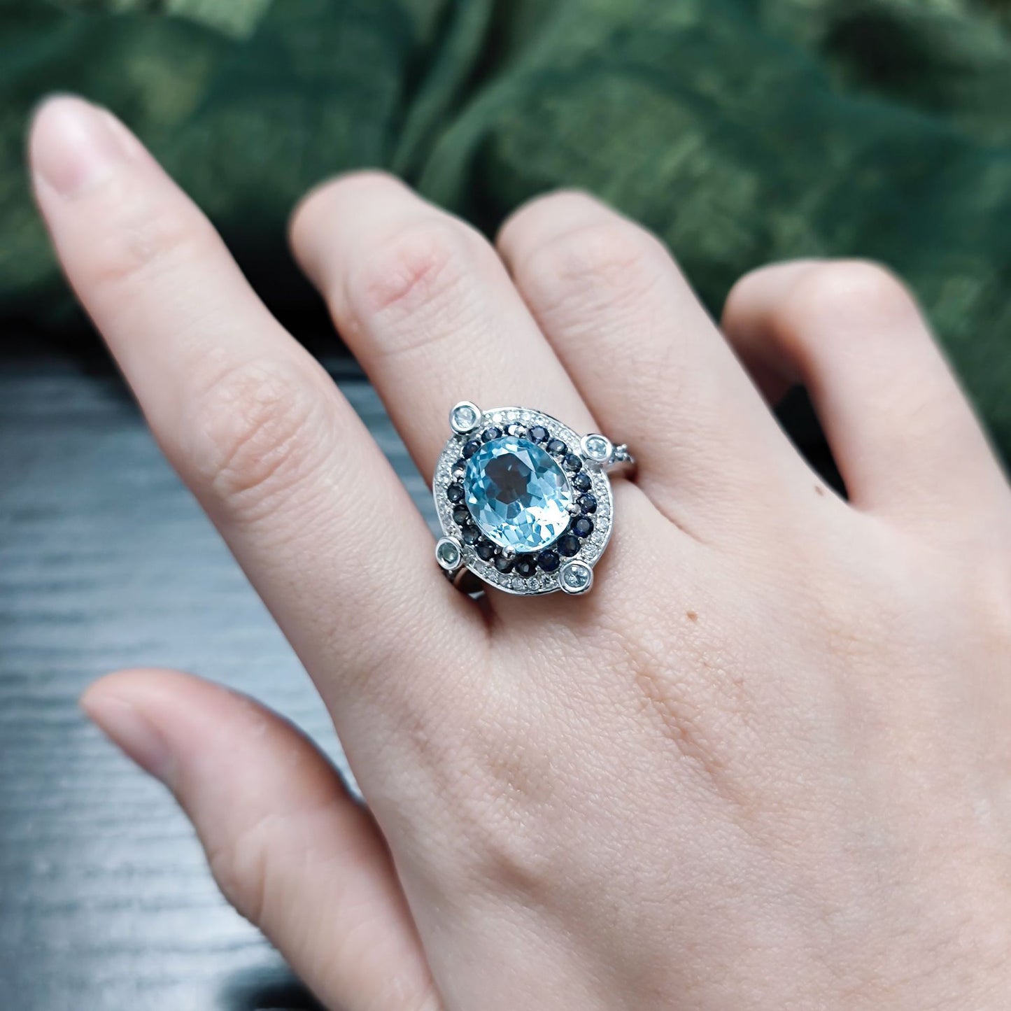 Unique Designer Rings s925Sterling Silver Inlaid Gemstone Ring Natural Topaz Multicolored Gemstone Ring New Model