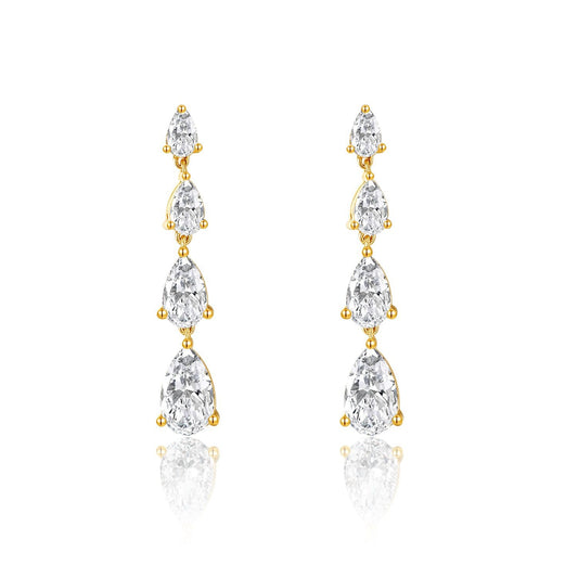 Japan and South Korea14k Gold Inlaid Cultivated Diamond Earrings for Women, Unique Pear-Shaped Water Drop Earrings k Gold Earrings with Unique and Exquisite Design
