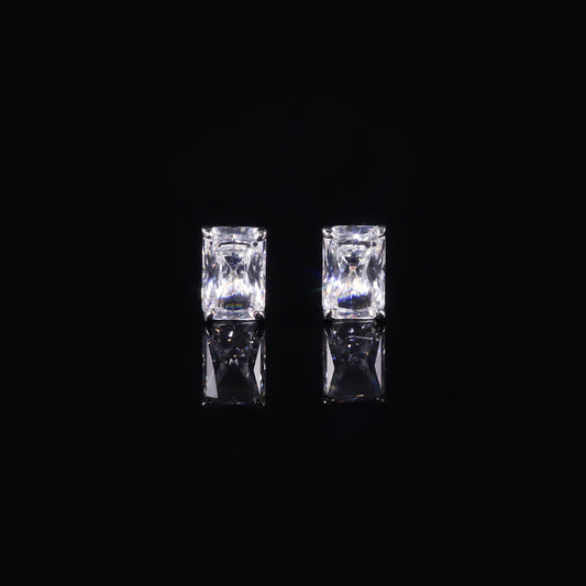 Minimalist style9/10/14/18k Gold earrings with four prongs0.8Carat Moissanite Cushion Earrings Platinum Studs Simple