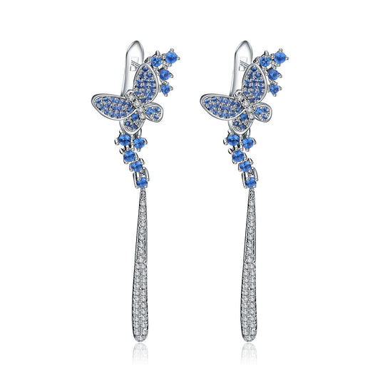 Designer Style High-End Long Earrings Unique and Elegant s925Silver Inlaid Colorful Gemstone Earrings