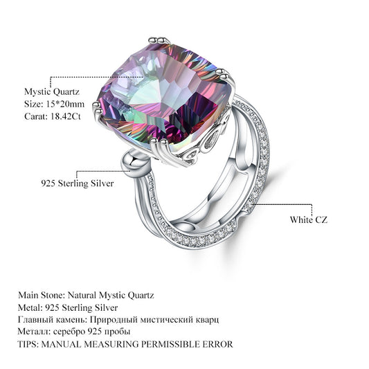 Luxurious Design Colorful Gemstone Ring New stylish and sophisticated design s925Silver Inlaid Coated Crystal Ring