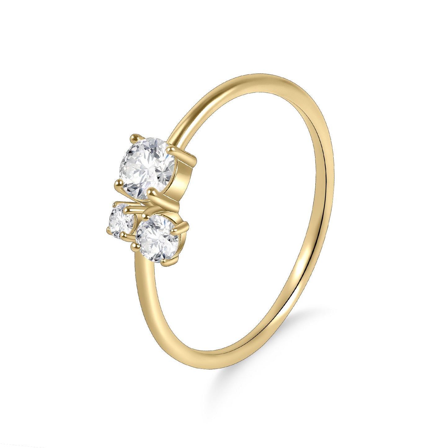 ins Elegant and Sophisticated Ring s925Sterling Silver Moissanite Inlaid Gold Dawn Series Small Ring for Men and Women