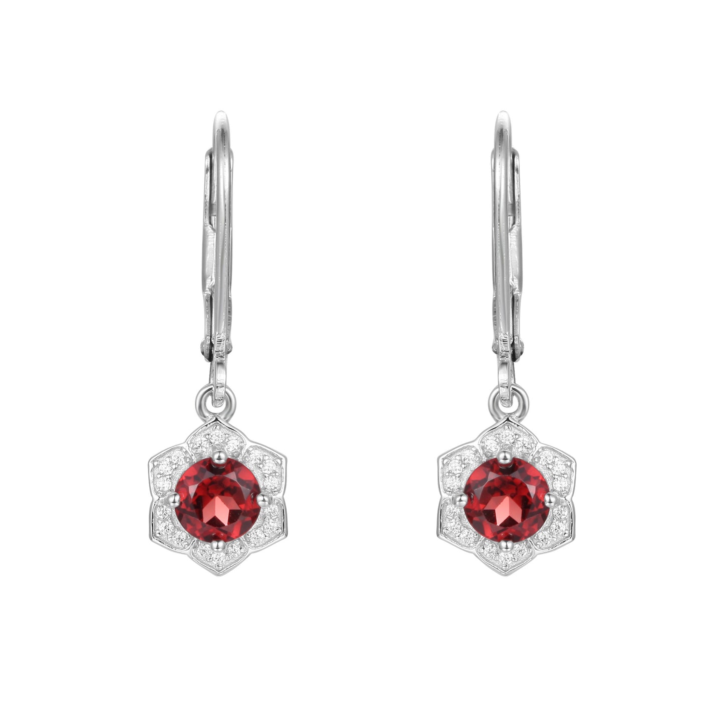 New Design Luxury Garnet Gemstone Earrings French Romance s925Silver Inlaid Natural Gemstone Earrings
