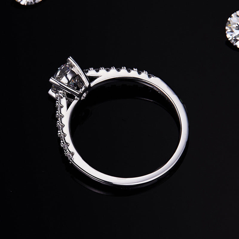 Classic s925Sterling Silver Ring Inlay1Carat Moissanite Wedding Ring Oval Shape Custom Moissanite Ring