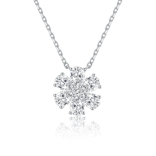 ins Wind18k Gold Necklace with Flower Inlaid Cultivated Diamonds AU750Platinum Real Diamond Clavicle Chain Fresh Style for Women