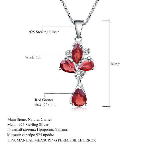 New Design Sense Banquet Jewelry Garnet Pendant Personality s925Silver Natural Gemstone Necklace Pendant