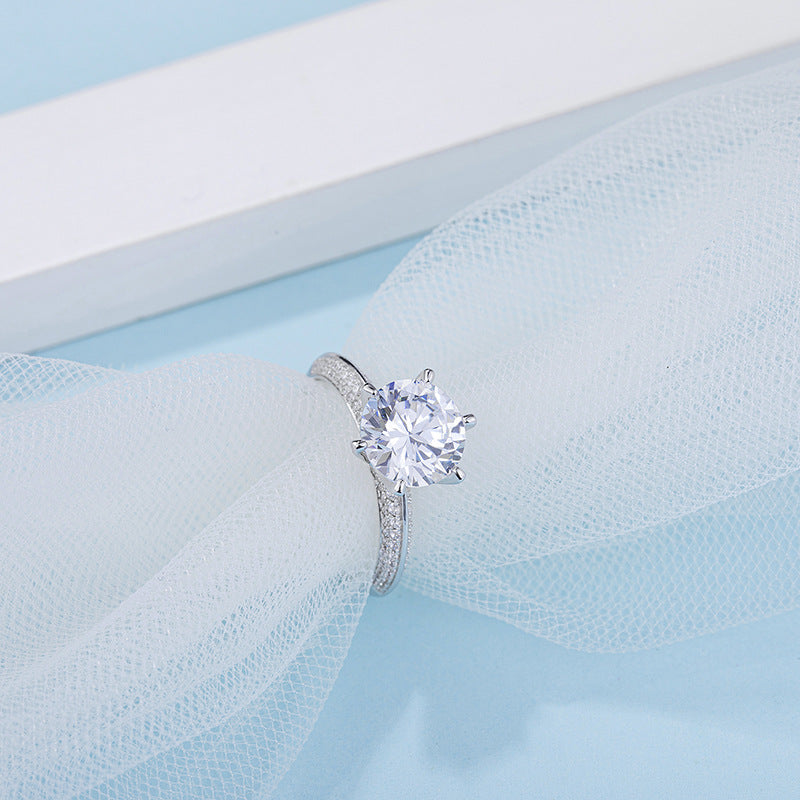 GRA Certificate Moissanite2ct3Carat Ring Light Luxury925Silver Half Wall Jiangshan Large Carat Moissanite Gemstone Ring
