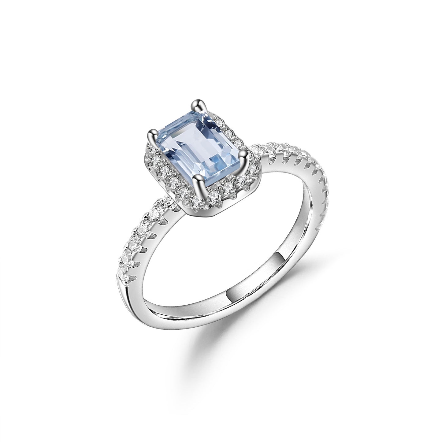 Emerald Cut Colorful Gemstone Ring s925Sterling Silver Plated18k Gold Rectangle Gemstone Wedding Ring