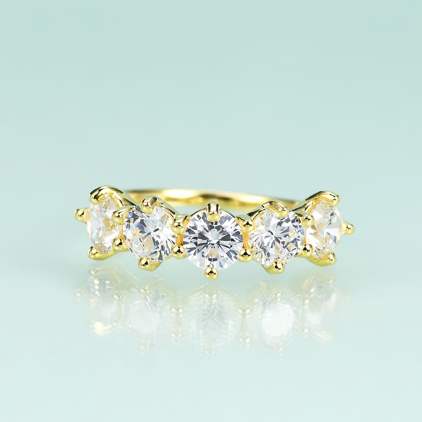 Jewelry S925Sterling Silver Inlaid5A Zircon Ring Set High-end Fashionable Light Luxury Gemstone Ring