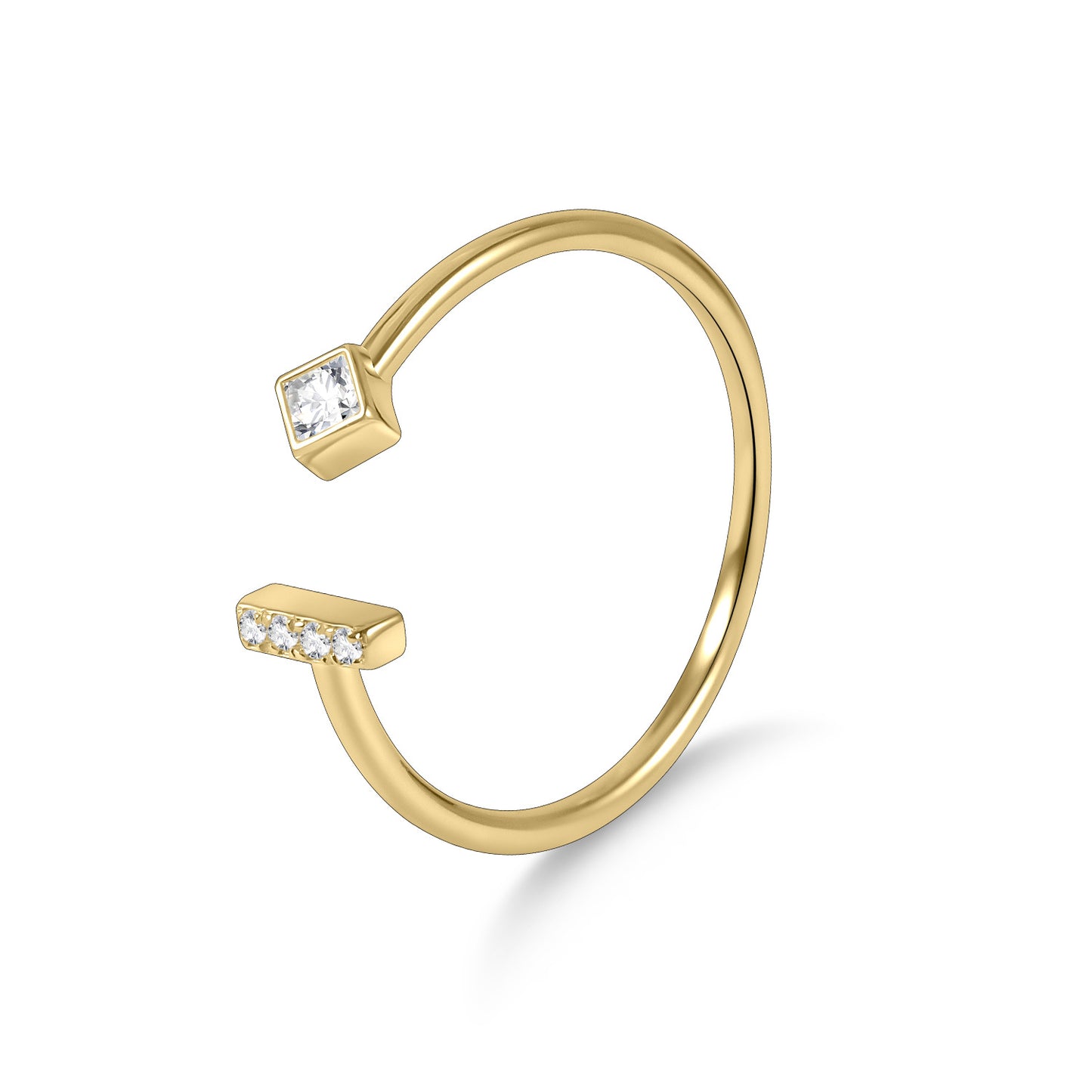 Unique Design Open Ring s925Sterling Silver Inlaid Moissanite Ring Thin Gold Dawn Series Small Ring Texture