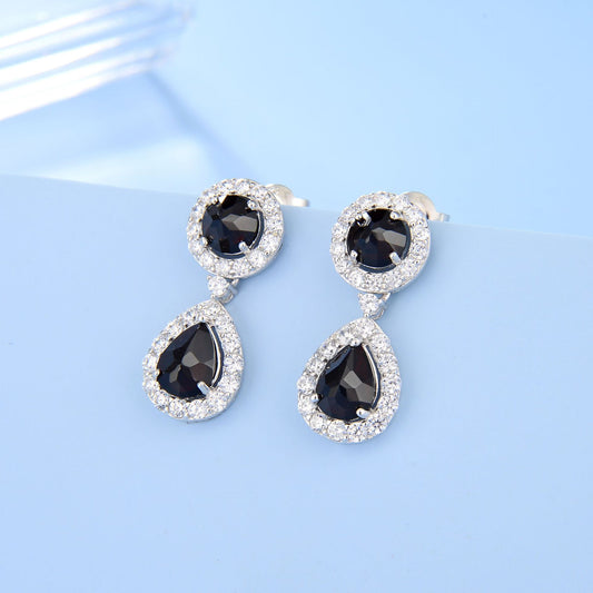 Factory Direct Supply Natural Gemstone Earrings Vintage Inlaid Gemstone s925Silver Garnet Earrings Studs