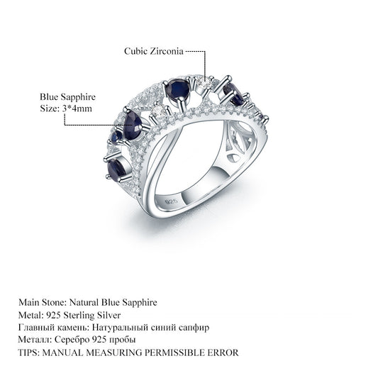 Design Sense Light Luxury High-end Natural Translucent Stone Ring Prosperous Series s925Silver Inlaid Gemstone Ring