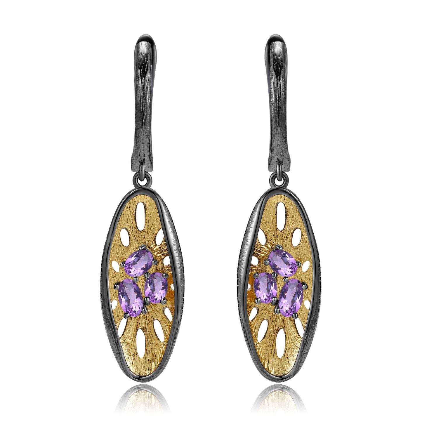 Italian Craft Designer Gemstone Earrings Niche design925Silver Natural Amethyst Earrings Drop Earrings