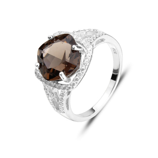 Stunning Elegant Natural Citrine Gemstone Ring Earrings Necklace S925Sterling Silver Jewelry Set