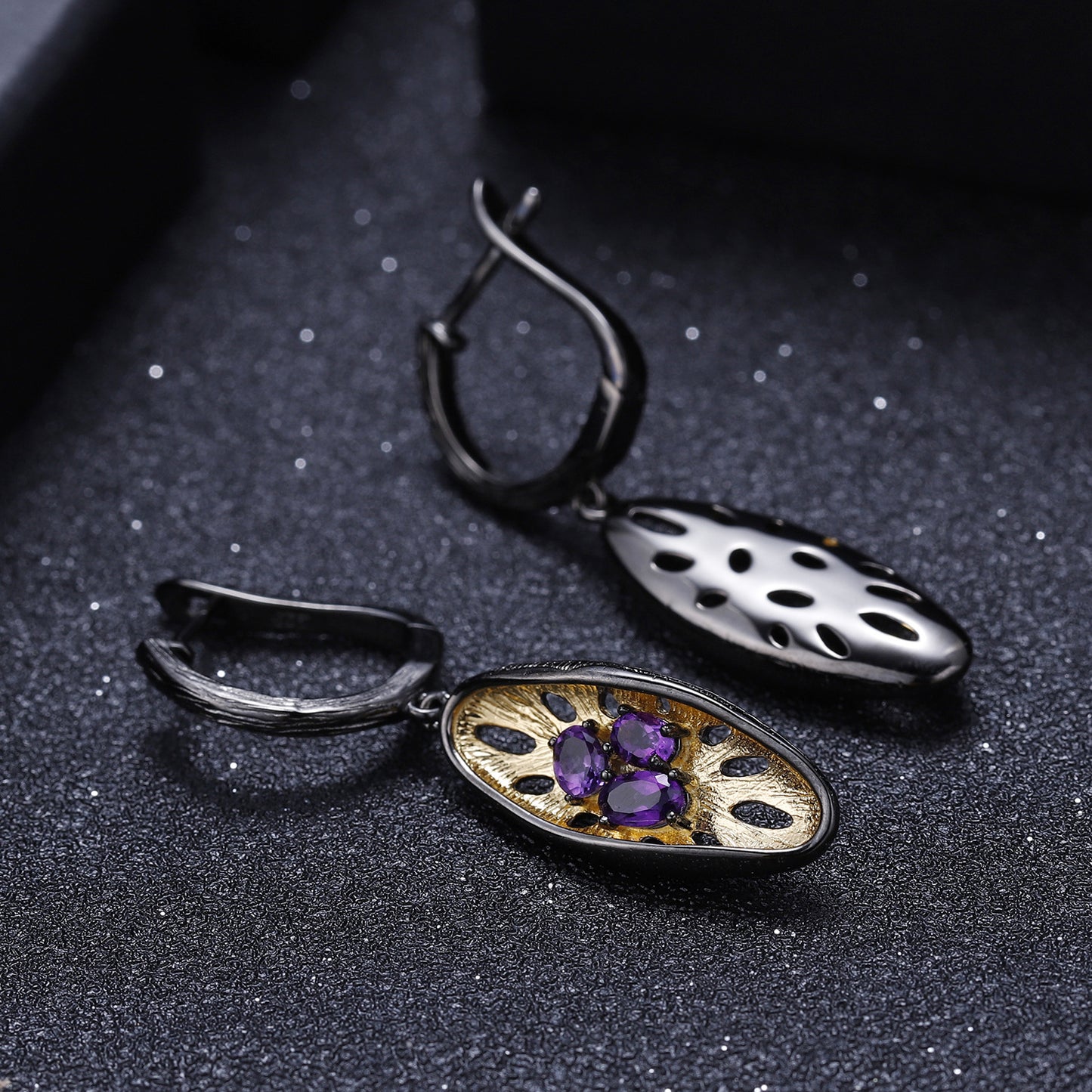 Italian Craft Designer Gemstone Earrings Niche design925Silver Natural Amethyst Earrings Drop Earrings