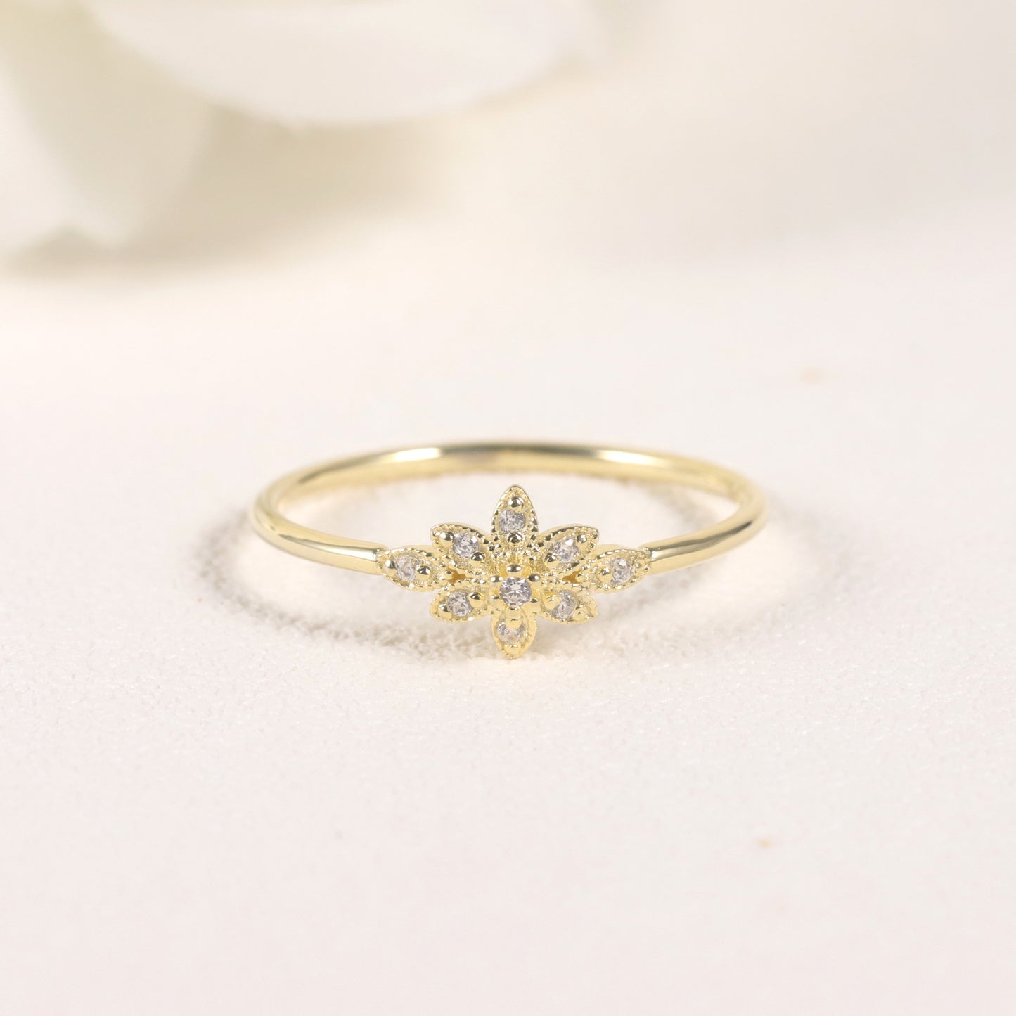 ins Wind Flower Ring s925Sterling Silver Inlaid Moissanite Golden Dawn Series Bracelet Women's Exquisite Ring