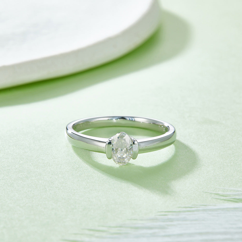 Luxurious Fashion Oval Shape0.5ct Moissanite ring S925Silver Gold Plated Engagement Ring for Women