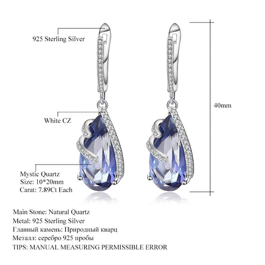 Fashion Luxurious High-End Gemstone Earrings Retro Temperament s925Silver Color Crystal Earrings