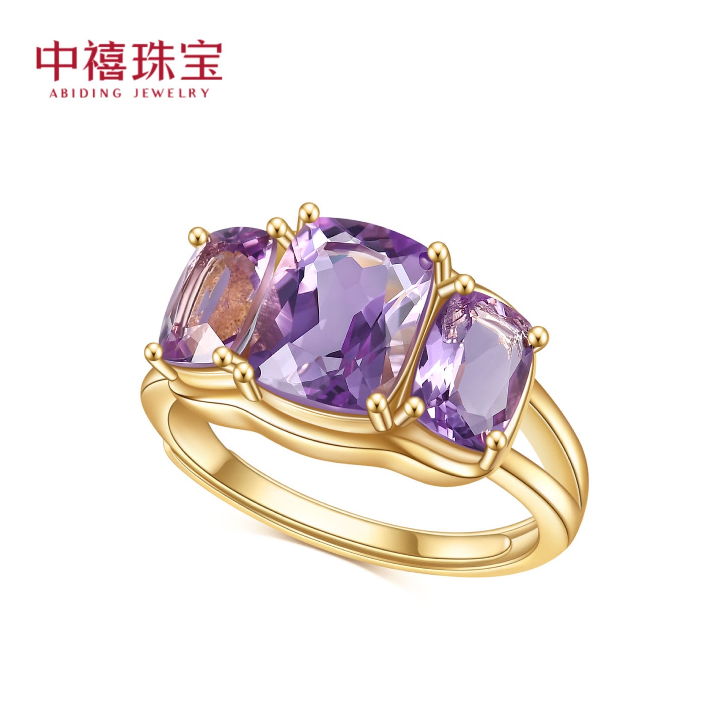 Natural Gemstone Brazilian Amethyst Ring Luxurious Design Sense s925Silver plating14k Gold Inlaid Gemstone Ring