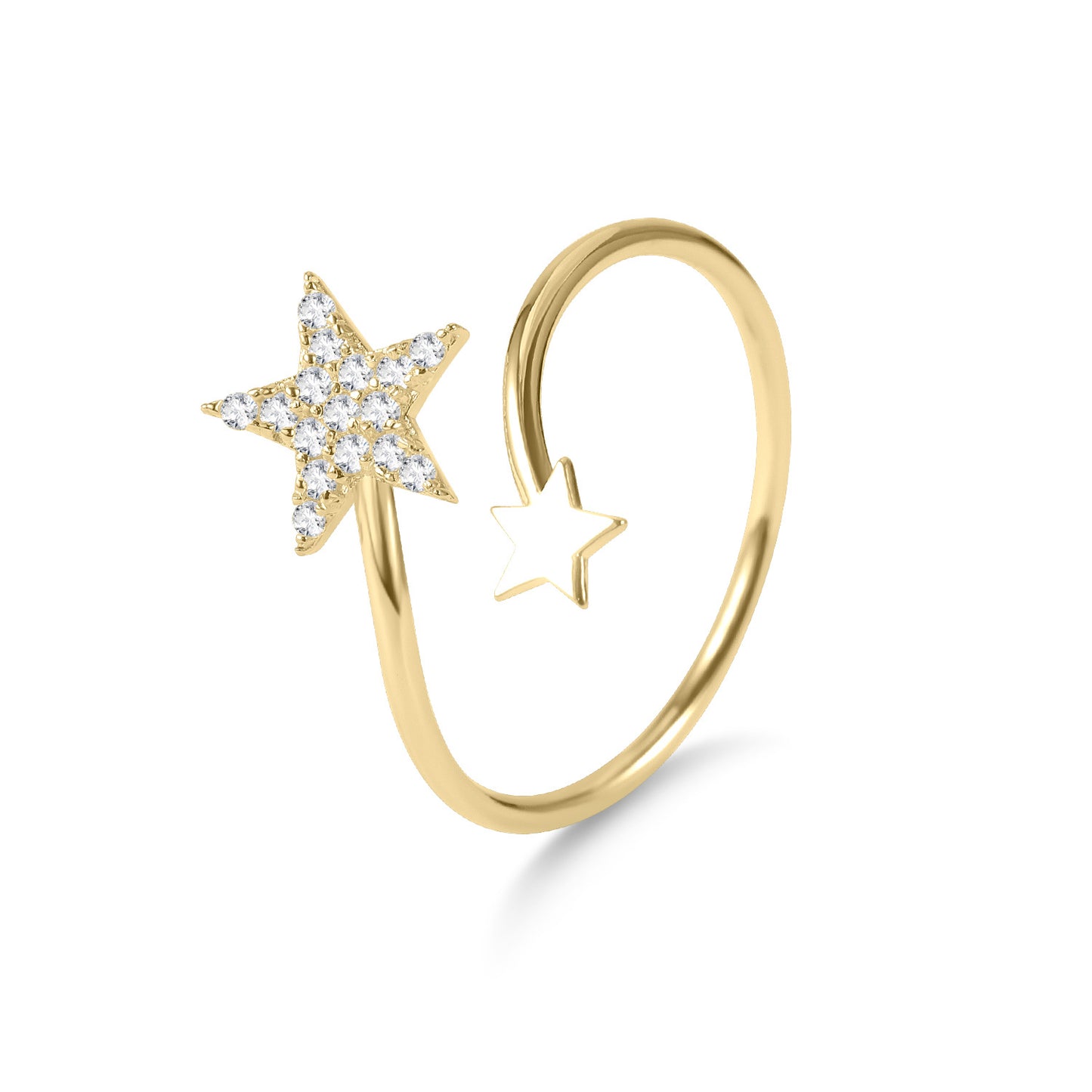 Niche High-Quality Open Ring s925Silver Inlaid Moissanite Ring Star Golden Dawn Series Small Ring Korean and Japanese Style