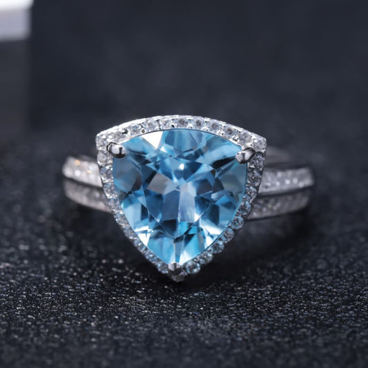 Luxurious Natural Gemstone Topaz Ring Design-inspired Jewelry Accessories s925Silver Inlaid Gemstone Ring