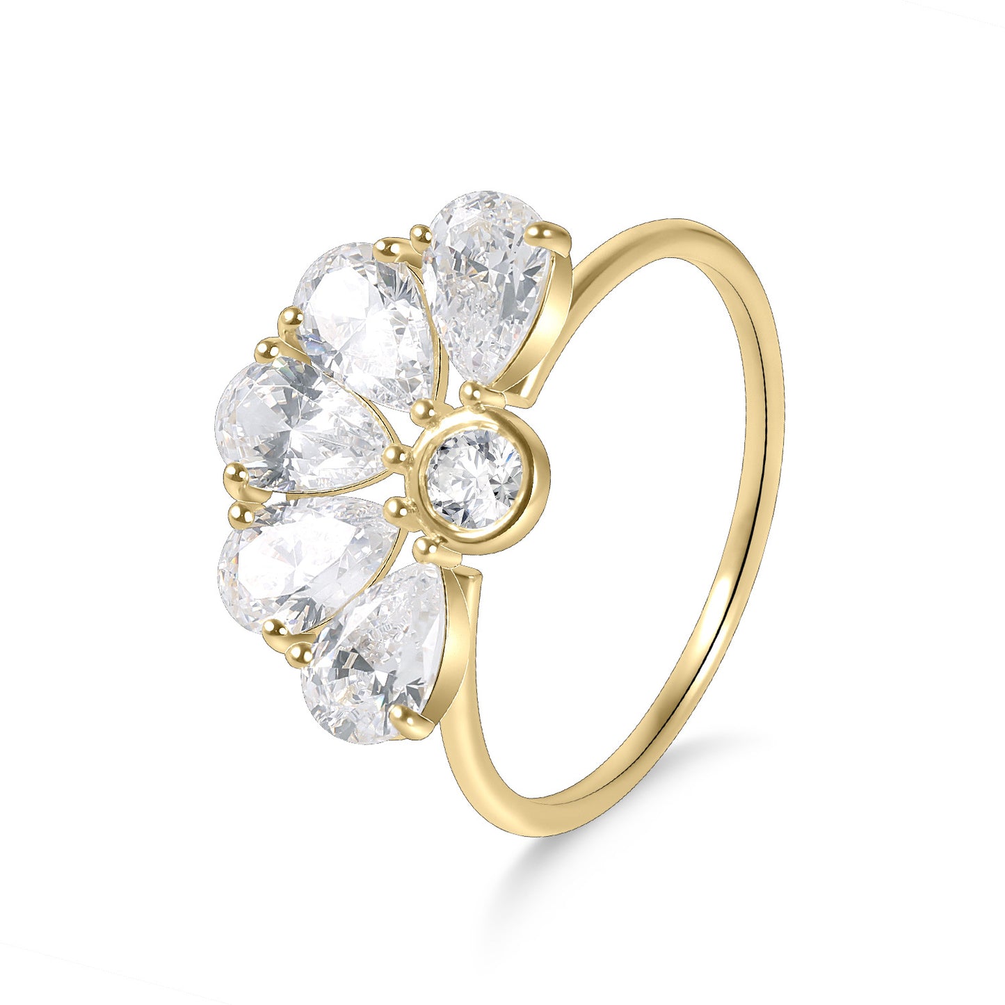 Peacock feathers s925Sterling Silver Moissanite Ring Water Drop Golden Dawn Series Ring Niche High-end Silver Jewelry