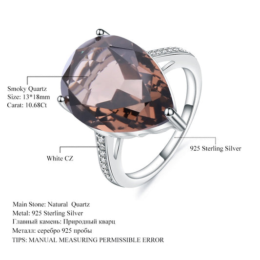 Large Gemstone Natural Color Gemstone Ring for Women Fashion s925Sterling Silver Platinum Plated Inlaid Citrine Ring
