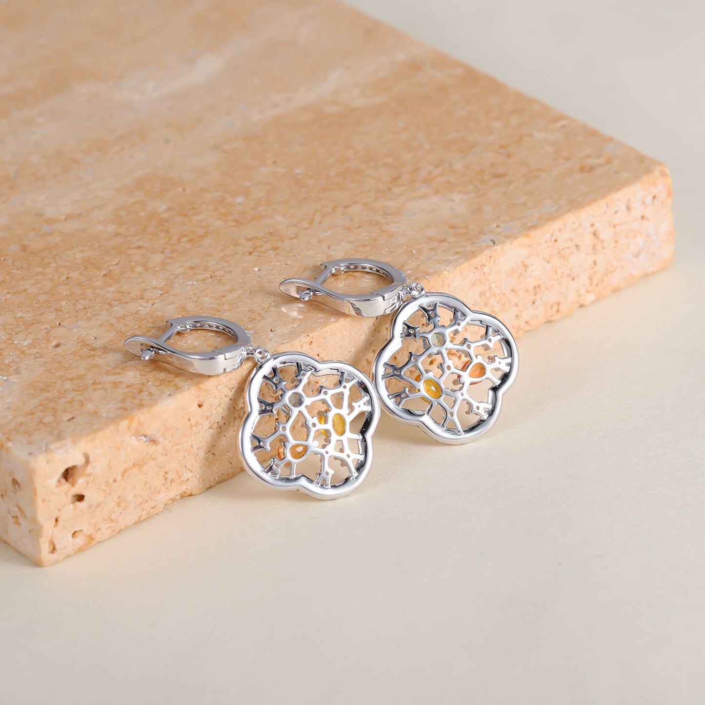 New Colorful Brilliant Natural Sapphire Earrings Ring High Quality S925Sterling Silver Jewelry Suit