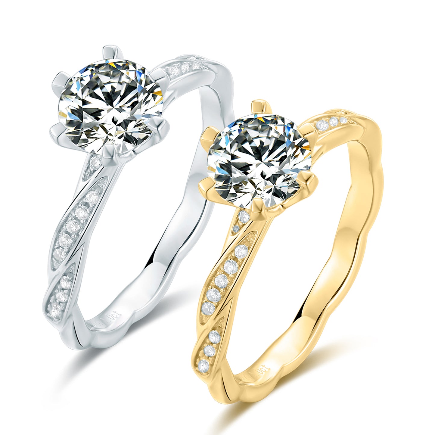 Fashionable and Luxurious Moissanite Ring s925Sterling Silver Finger Ring with Inlay1Carat Gemstone Moissanite Ring Wedding Ring