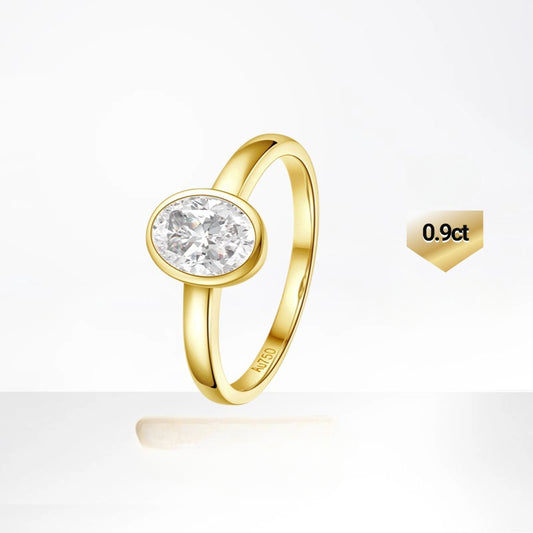 Baguette-set Solitaire Diamond9/10/14k Gold Inlaid Cultivated Diamond Ring0.9Small Carat Diamond18k Gold Ring Setting Simple Design