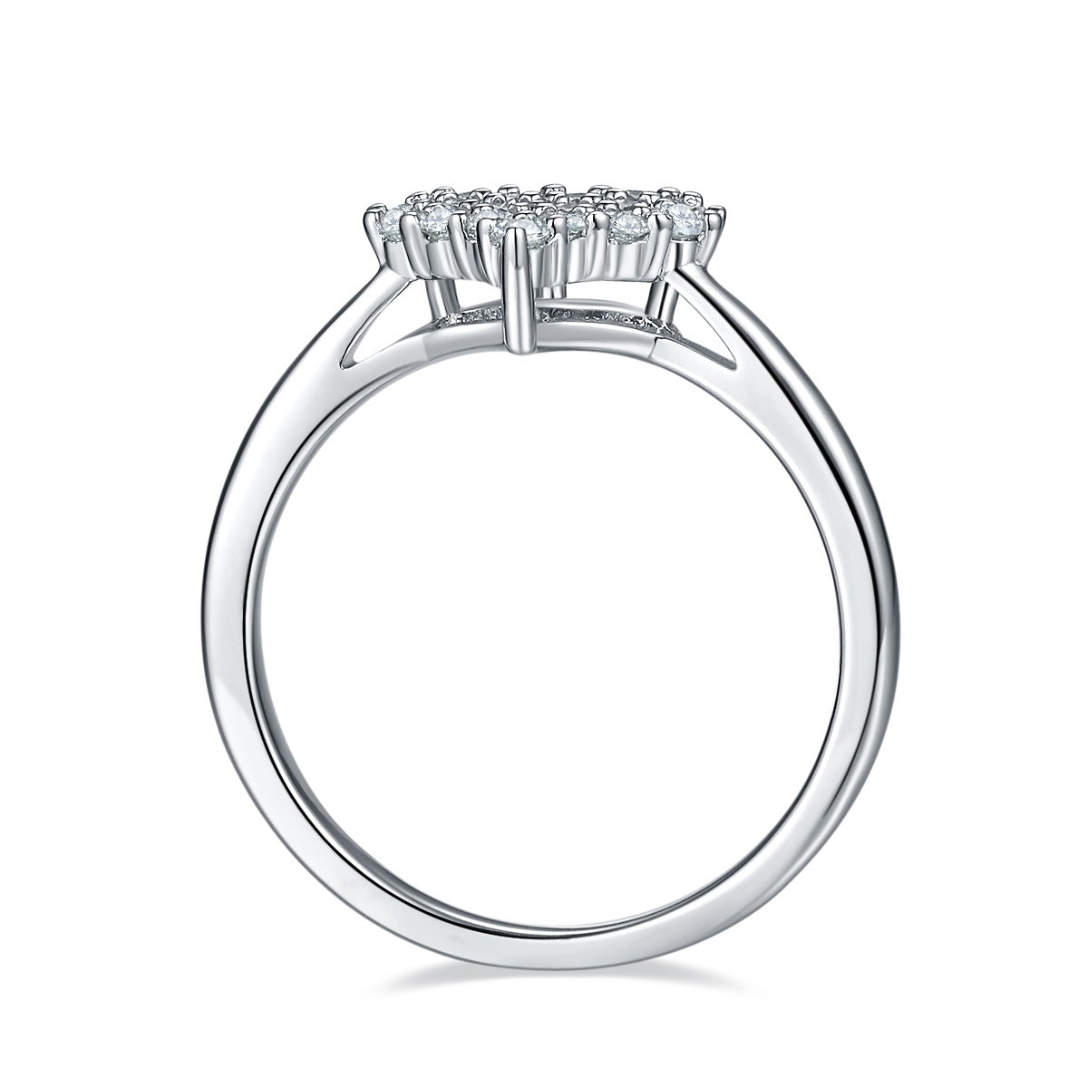 High-Quality Japanese and Korean Style Heart-Shaped Ring New Model s925Sterling Silver Inlaid Moissanite Wedding Ring Crushed Stone Ring Heart
