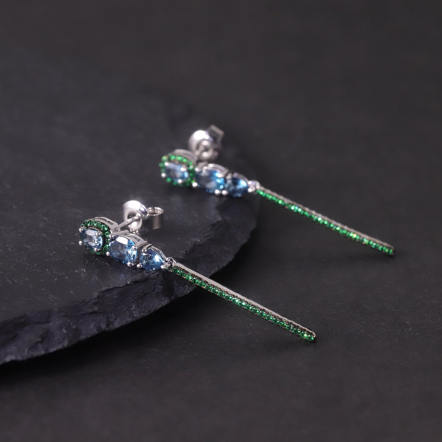 Wind Dragonfly Natural Topaz Earrings s925Sterling Silver Cluster Amethyst Colorful Gemstone Earrings Medium Length