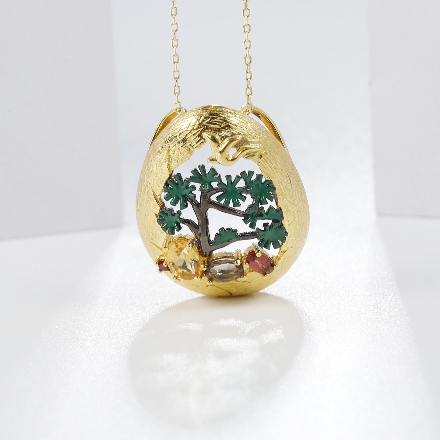 Designer Style High-End Personality Natural Gemstone Pendant with Natural Wind Design s925Silver Natural Gemstone Pendant