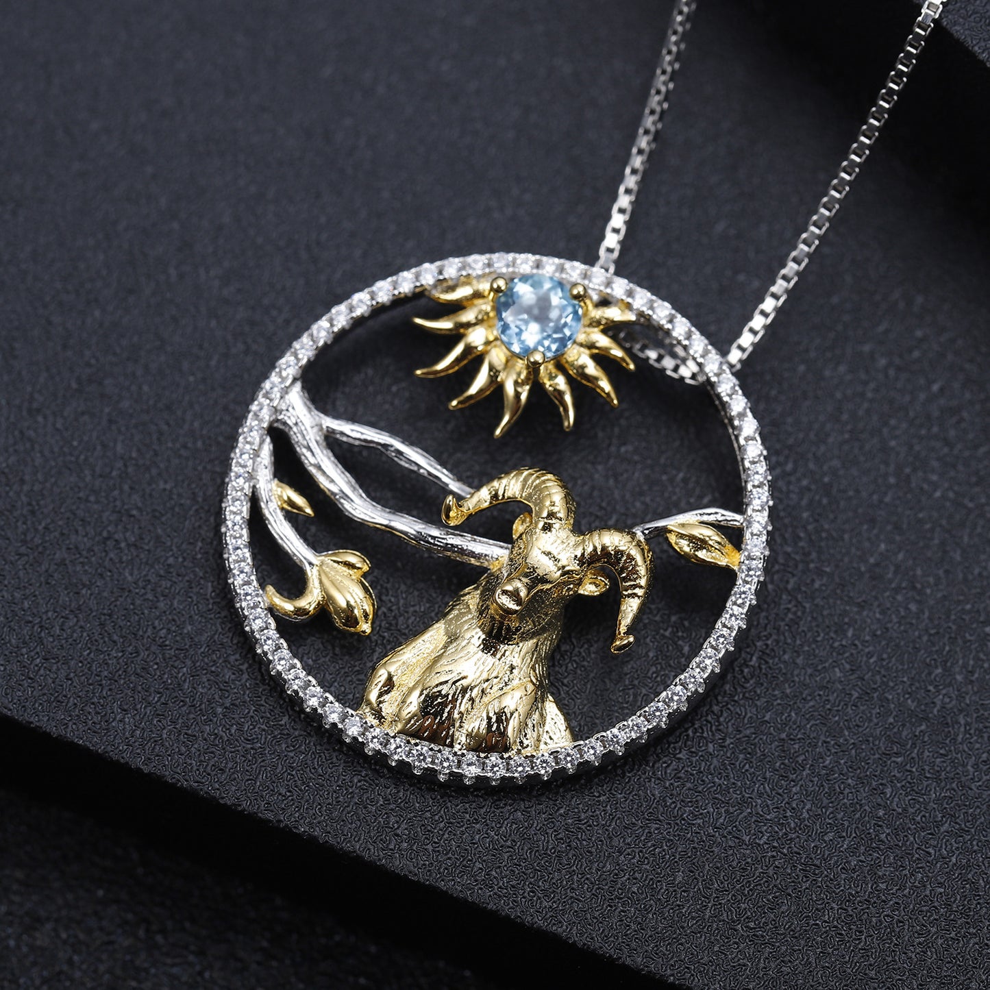 Designer Chinese Style Element Pendant Twelve Zodiac Series Sheep 925Silver Natural Gemstone Necklace Pendant