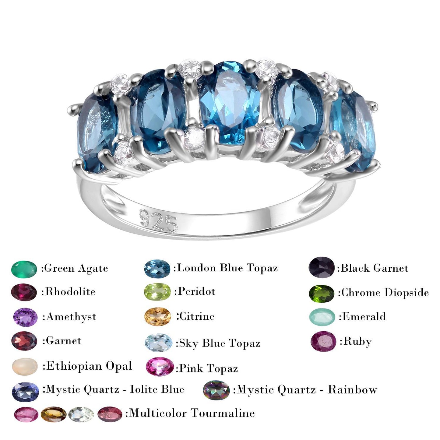 s925Sterling Silver Natural Tourmaline Ring for Women New Affordable Luxury Fashion High-Grade Inlaid Natural Gemstone Ring