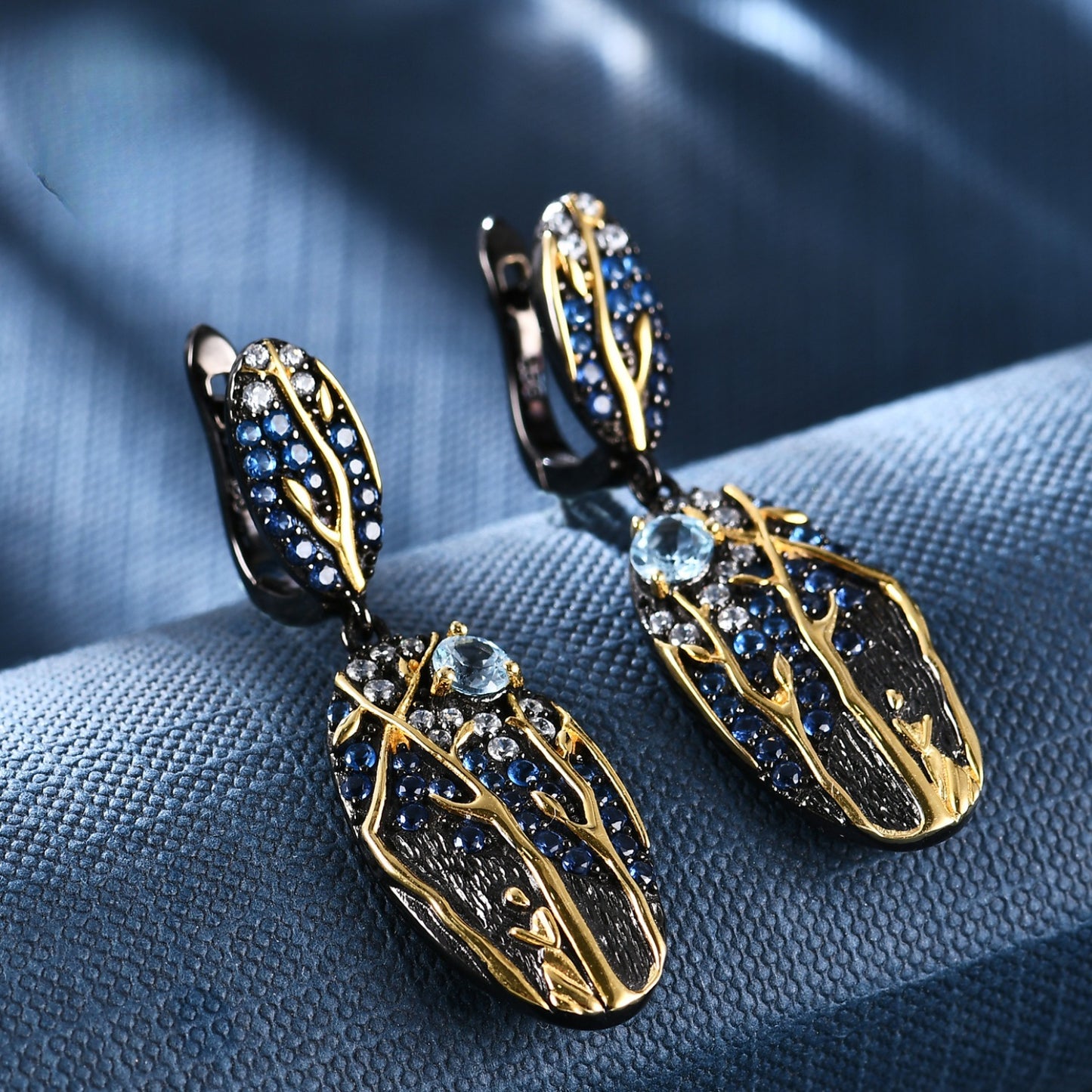 Italian Craft Georgia Series Designer Earrings s925Sterling Silver Natural Gemstone Earrings