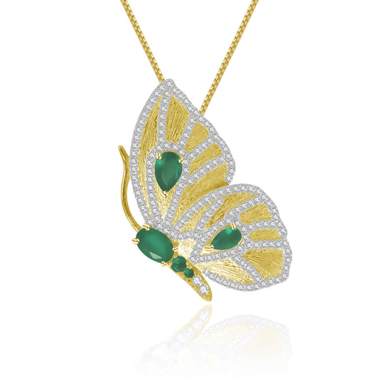 Designer Topaz Brooch Pendant Dual-use Butterfly Series High-end Feel s925Silver Natural Sapphire Necklace