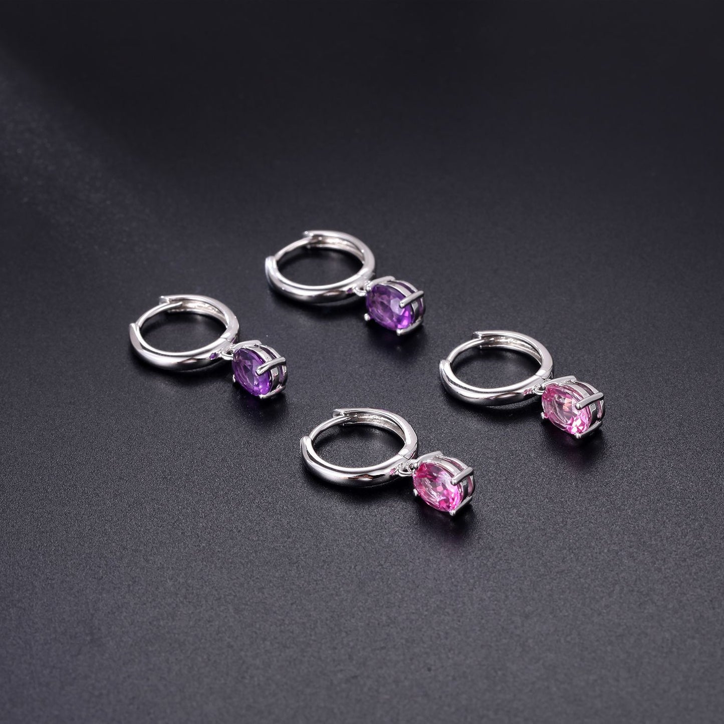 Minimalist Luxury Natural Gemstone Earrings Fashionable Personality s925Silver Inlaid Topaz Earrings Studs