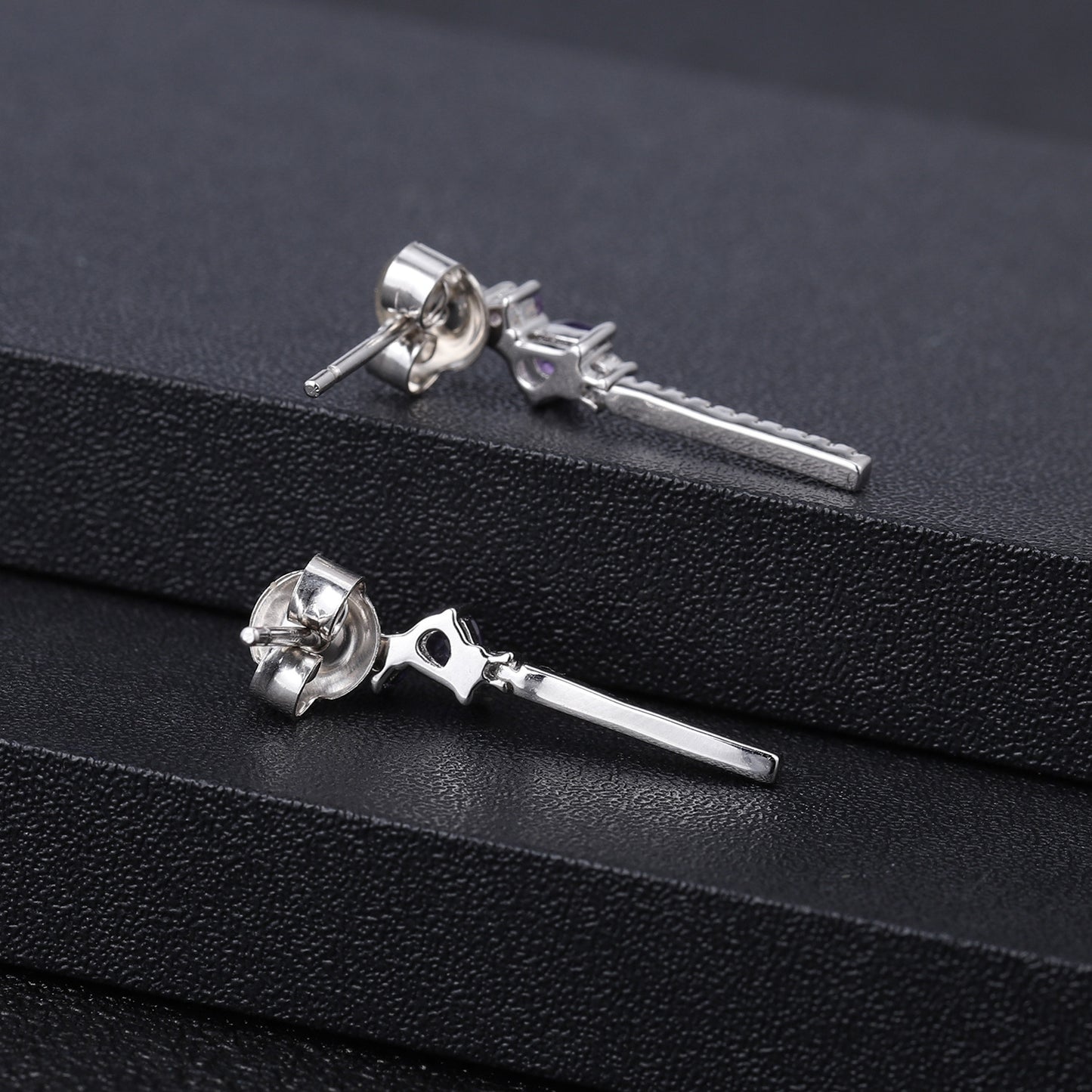 Luxurious and High-End Natural Amethyst Earrings with a Sense of Design Prosperous Series925Silver Inlaid Gemstone Stud Earrings