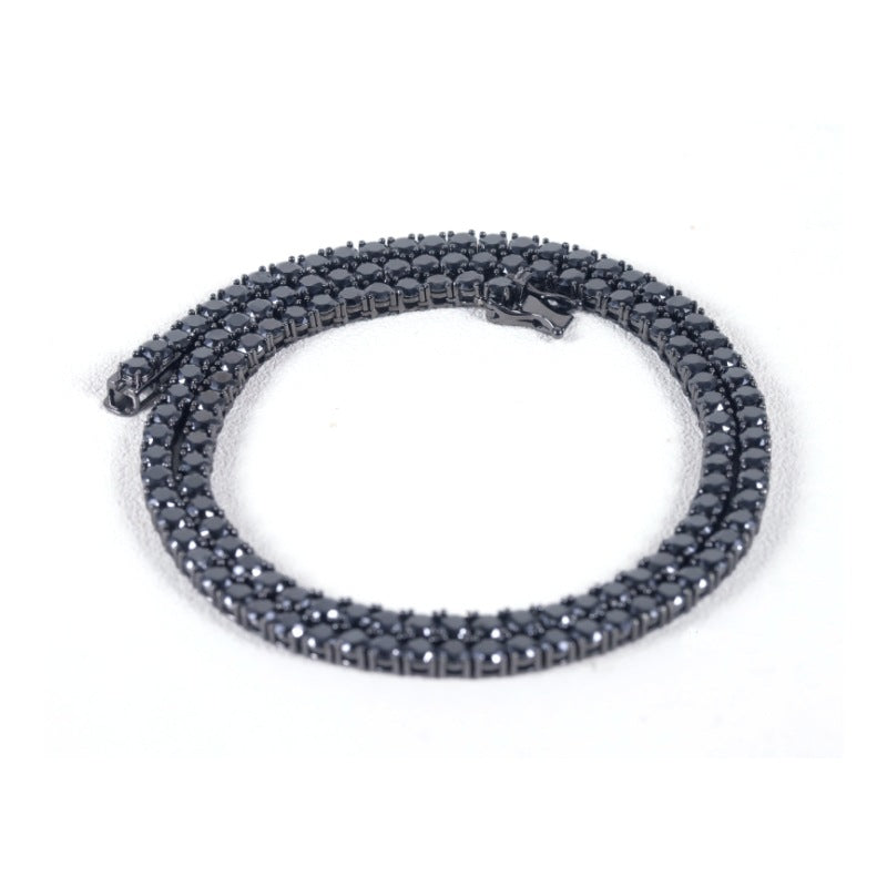 Unique Black Moissanite Necklace s925Sterling Silver2/3/4/5/6/6.5mm Tennis Chain Hip-Hop Dark Style